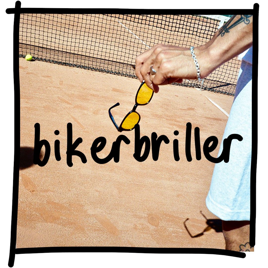 Sorte bikerbriller med orange linser