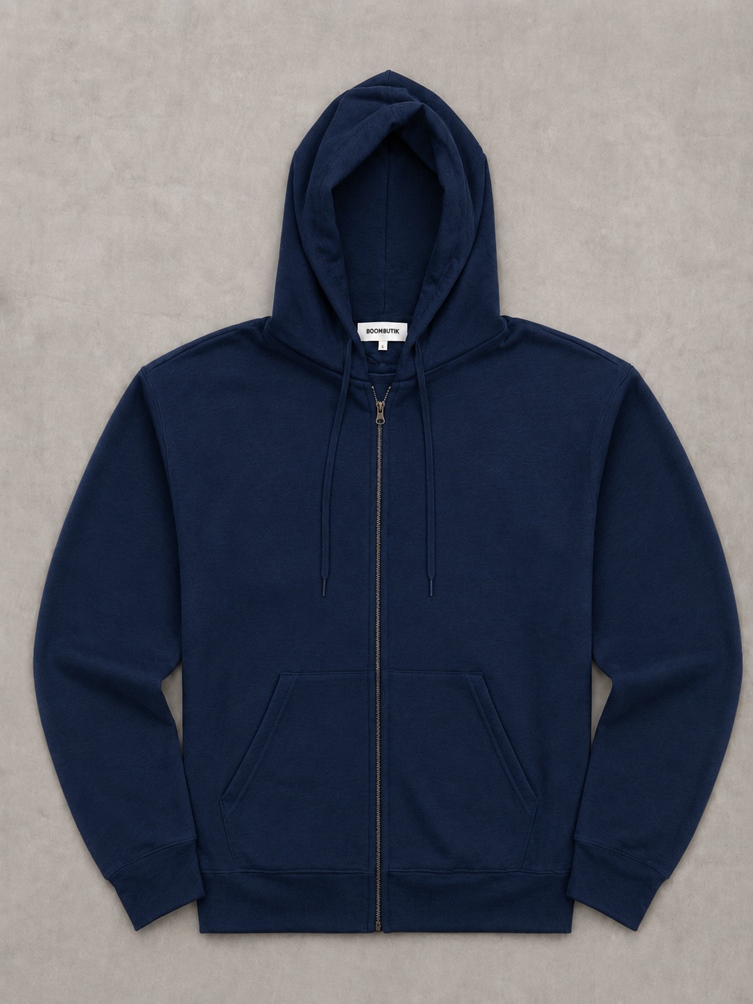 Hoodie med lynlås. Kh Boom | mørkeblå