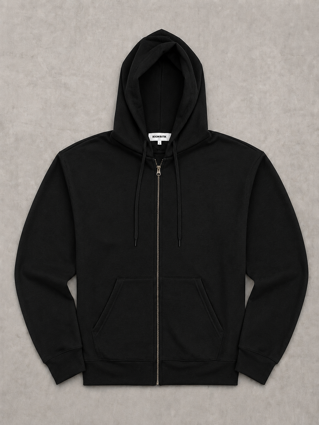 Hoodie med lynlås. Kh Boom | sort