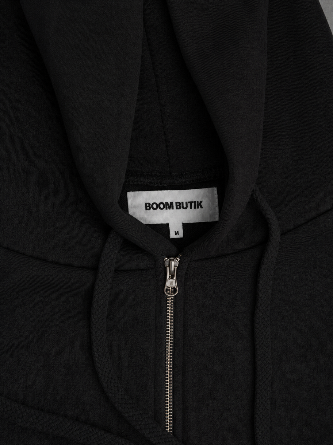 Hoodie med lynlås. Kh Boom | sort