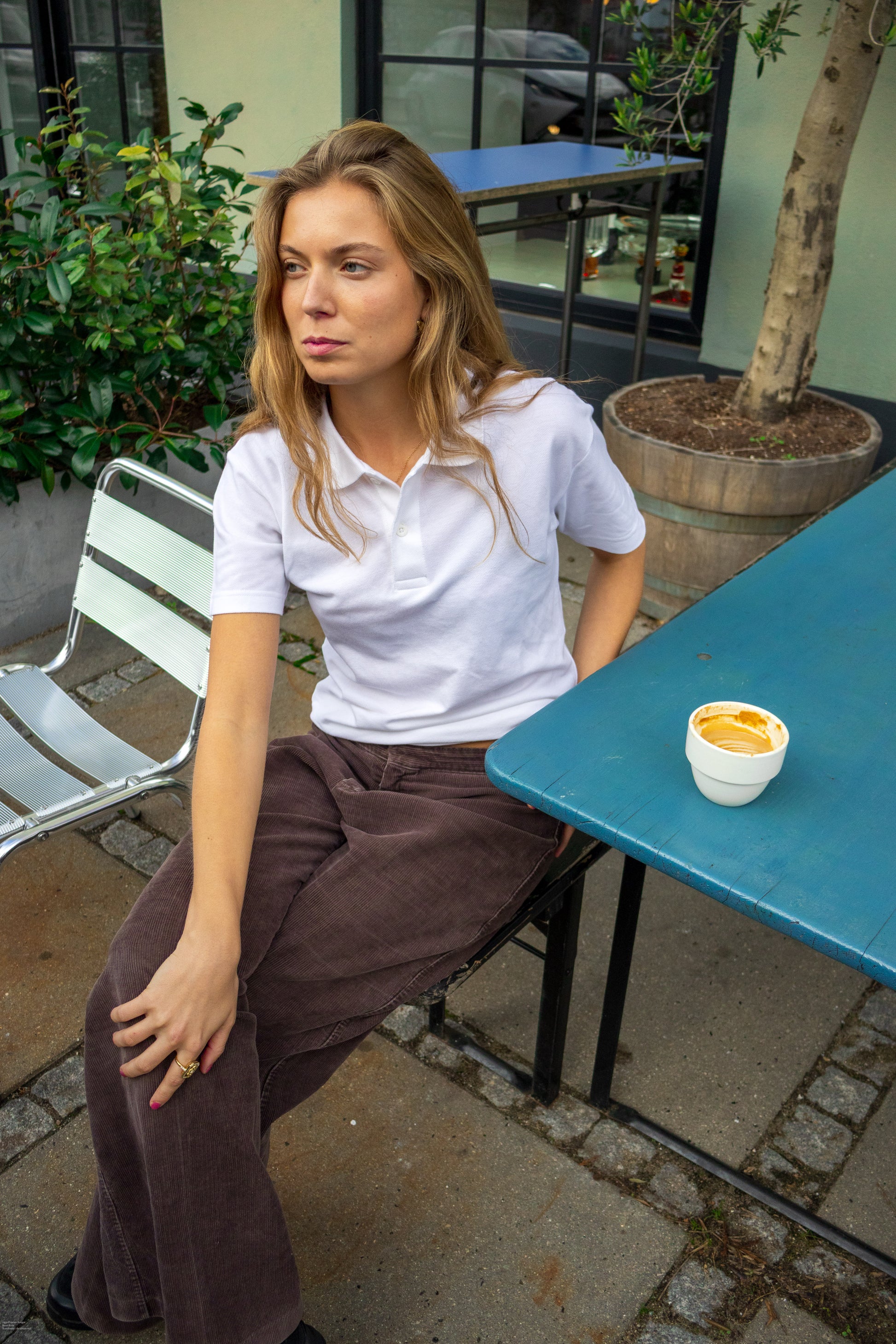 Wilma er 168 cm høj og bruger størrelse S. | hvid