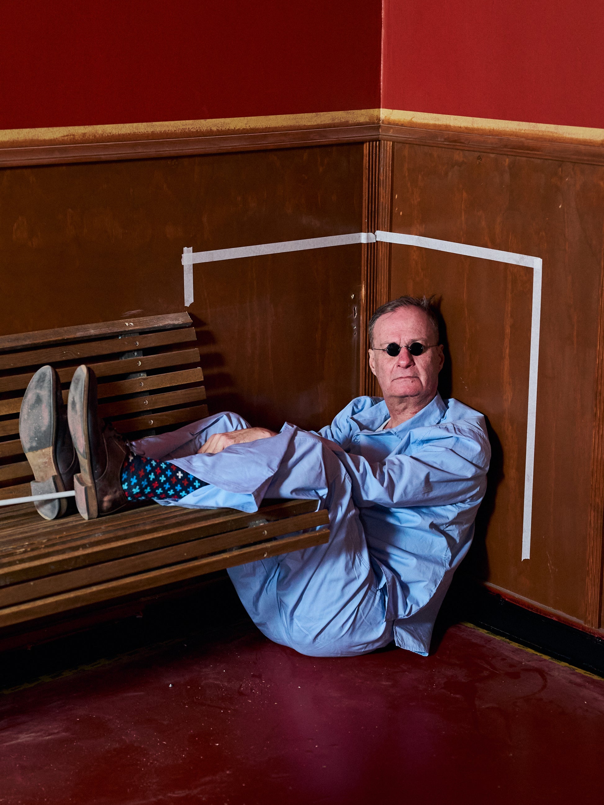 Knud er 183 cm høj og bruger størrelse L. | lyseblå