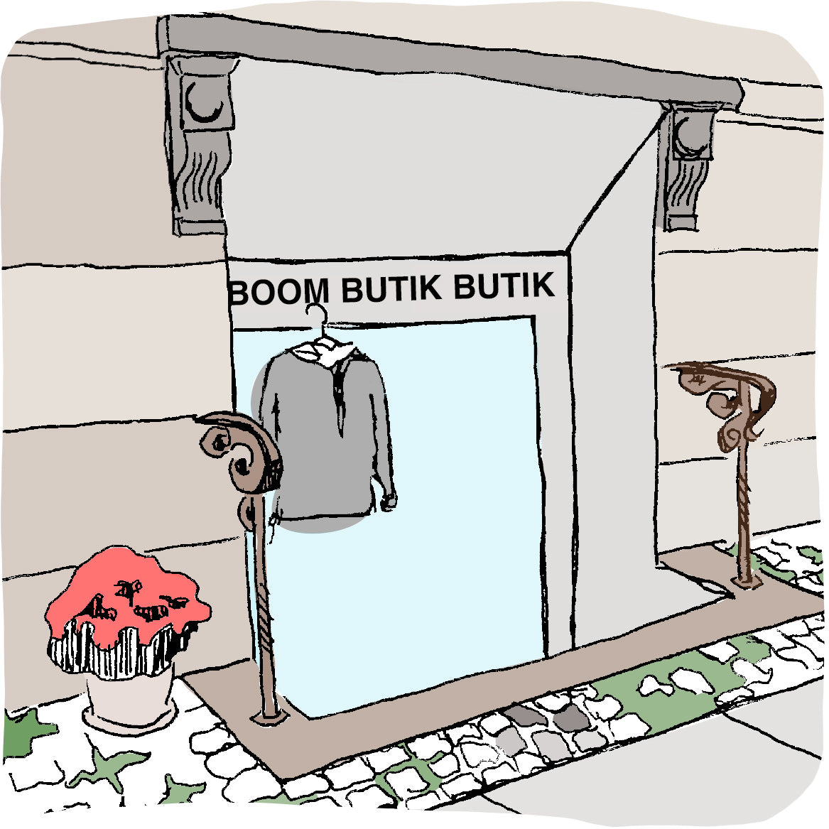 Tegning af Boom Butik Butik