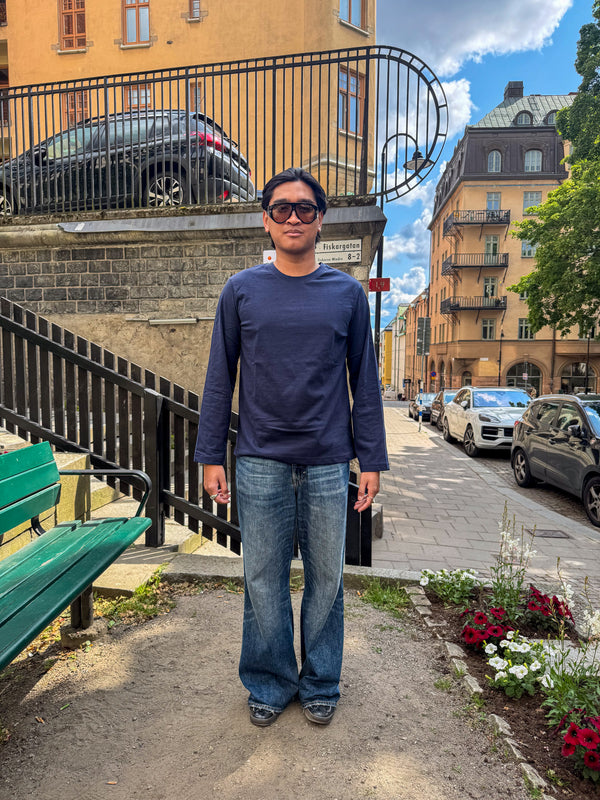 Kem er 180 cm høj og bruger størrelse L. | mørkeblå