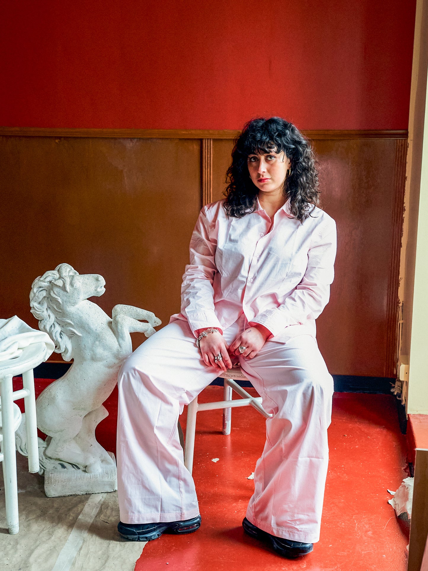 Mina er 165 cm høj og bruger størrelse L. | lyserød